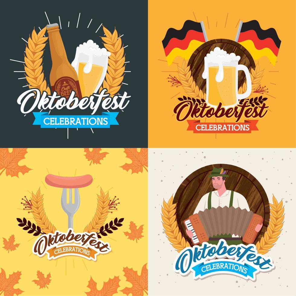 oktoberfeest kaders icoon reeks vector ontwerp