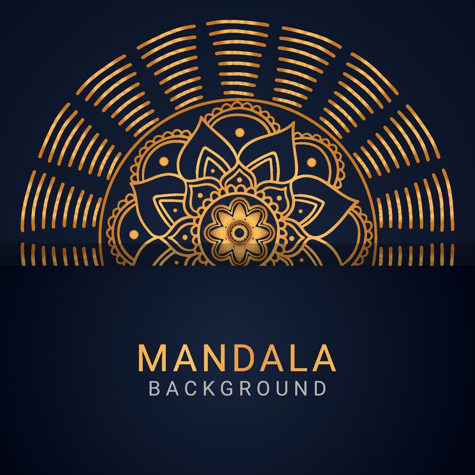 luxe mandala gouden met een zwart achtergrond elegant ontwerp vector