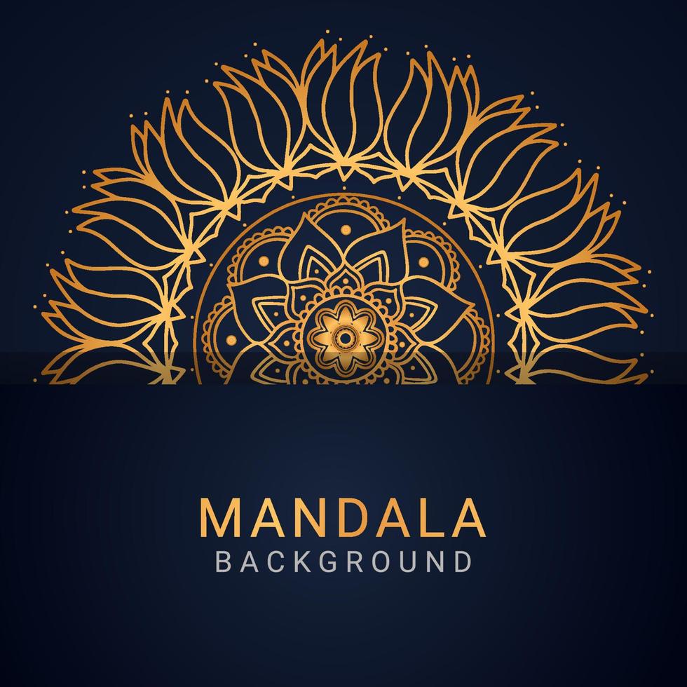 luxe mandala gouden met een zwart achtergrond elegant ontwerp vector