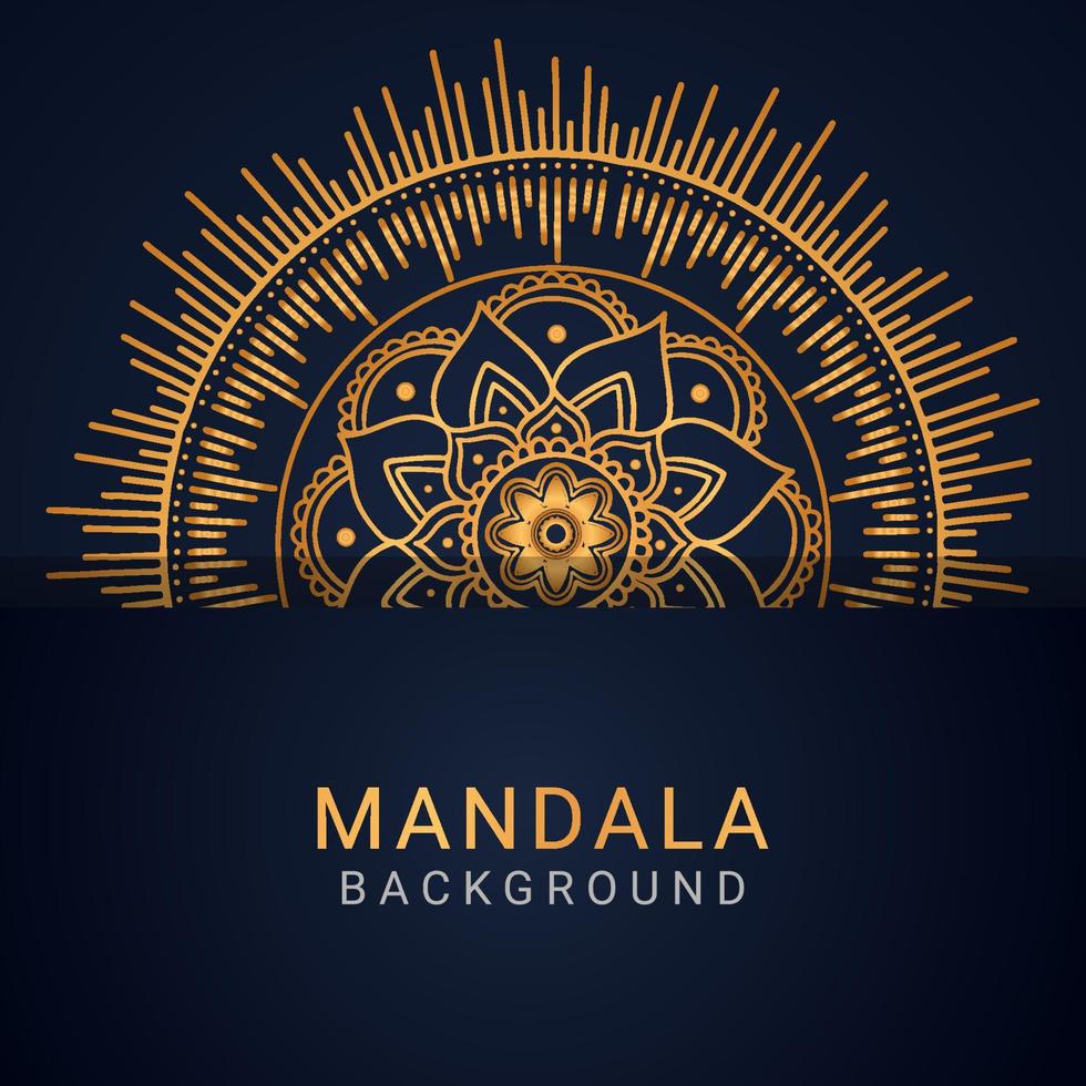 luxe mandala gouden met een zwart achtergrond elegant ontwerp vector