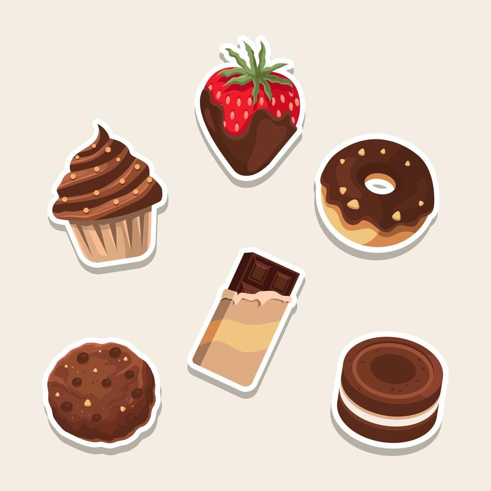 zoet zes chocoladedessert vector