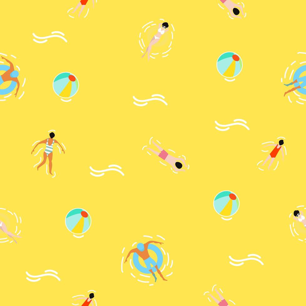 zomer naadloze patroon achtergrond met mensen zwemmen vector