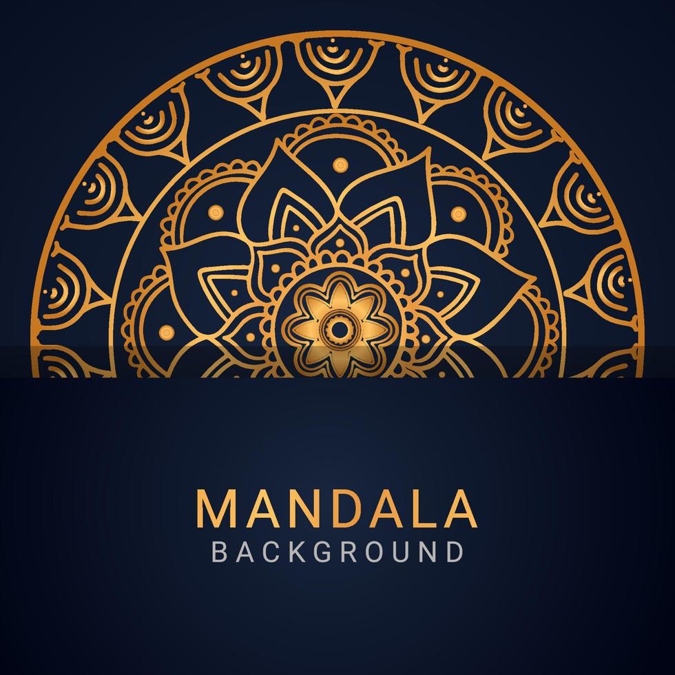 luxe mandala gouden met een zwart achtergrond elegant ontwerp vector