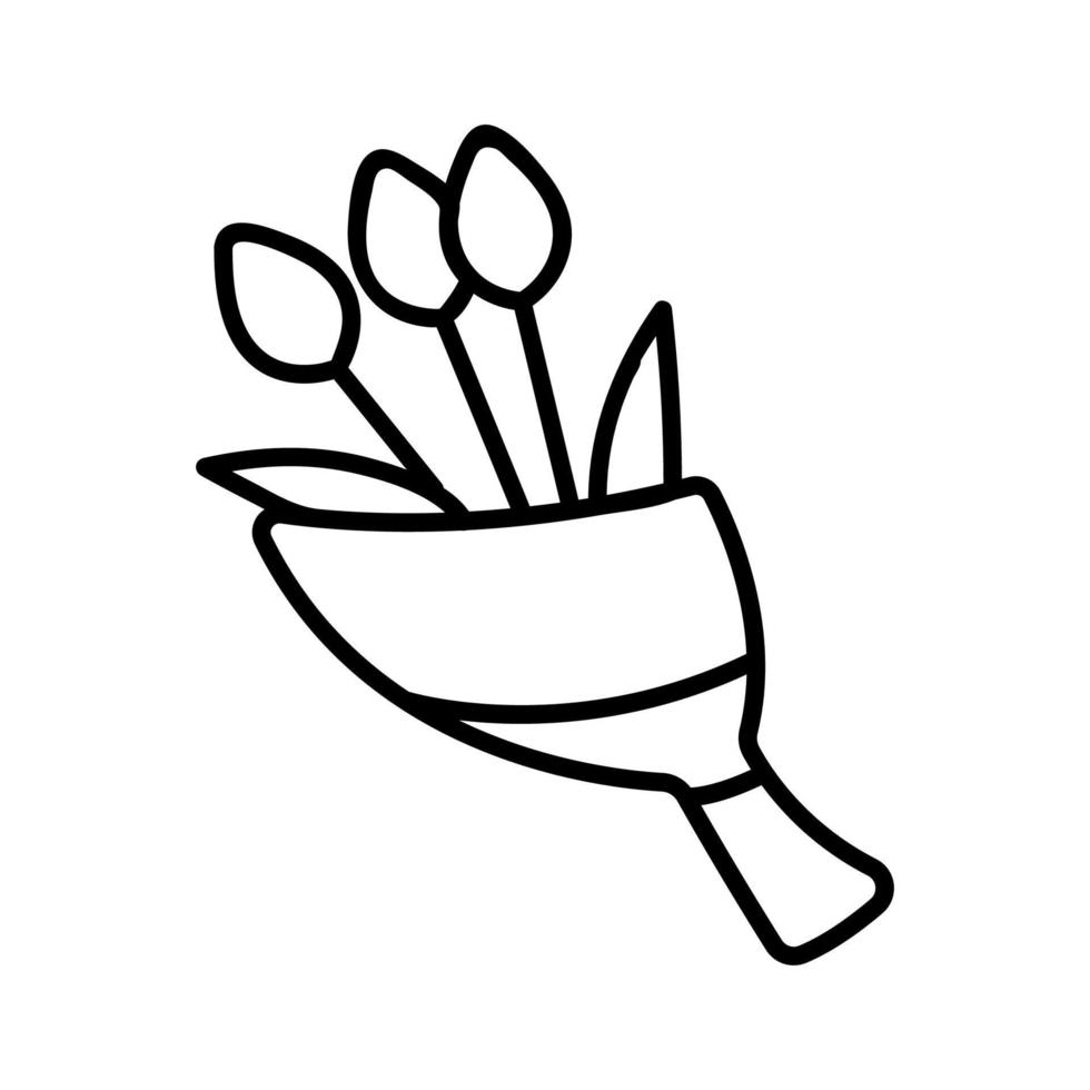 een boeket van drie tulpen icoon vector. geïsoleerd contour symbool illustratie vector