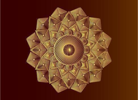 geometrische islamitische mandala gouden arabesque mozaïek vector