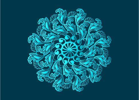 blauw sier-, bloemen- en abstract arabesk mandala-ontwerp vector