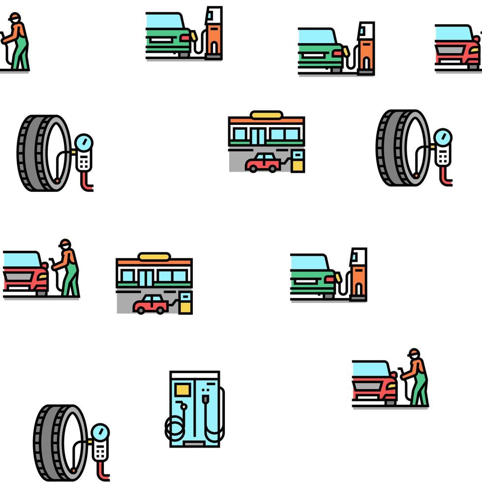 gas- station tanken uitrusting vector naadloos patroon