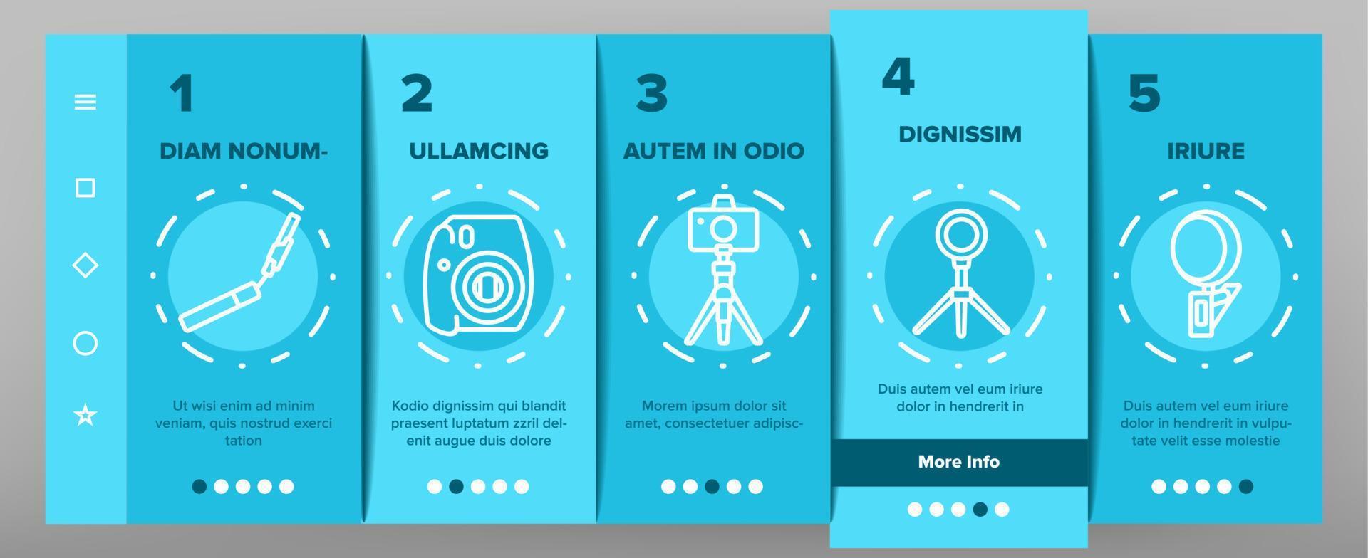 selfie foto camera onboarding pictogrammen instellen vector