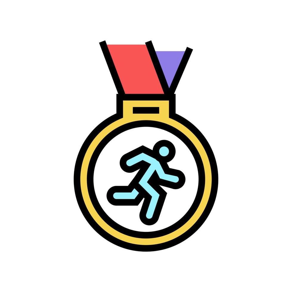 medaille loper prijs kleur icoon vector illustratie