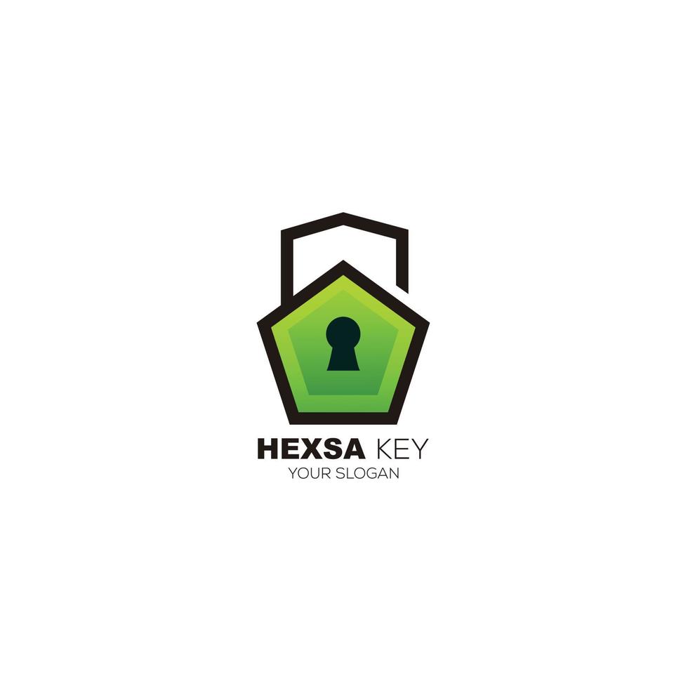 zeshoek sleutel ontwerp met huis veiligheid logo sjabloon vector