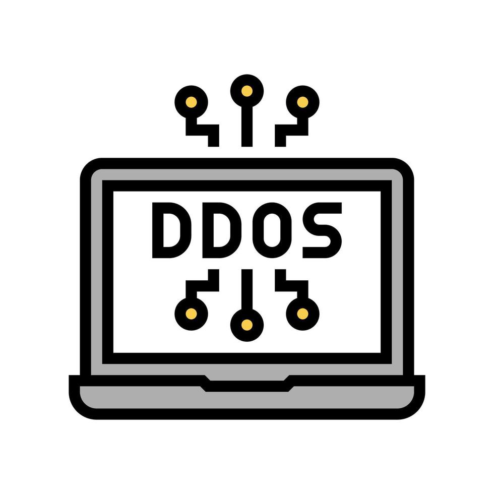 ddos aanval kleur icoon vector illustratie