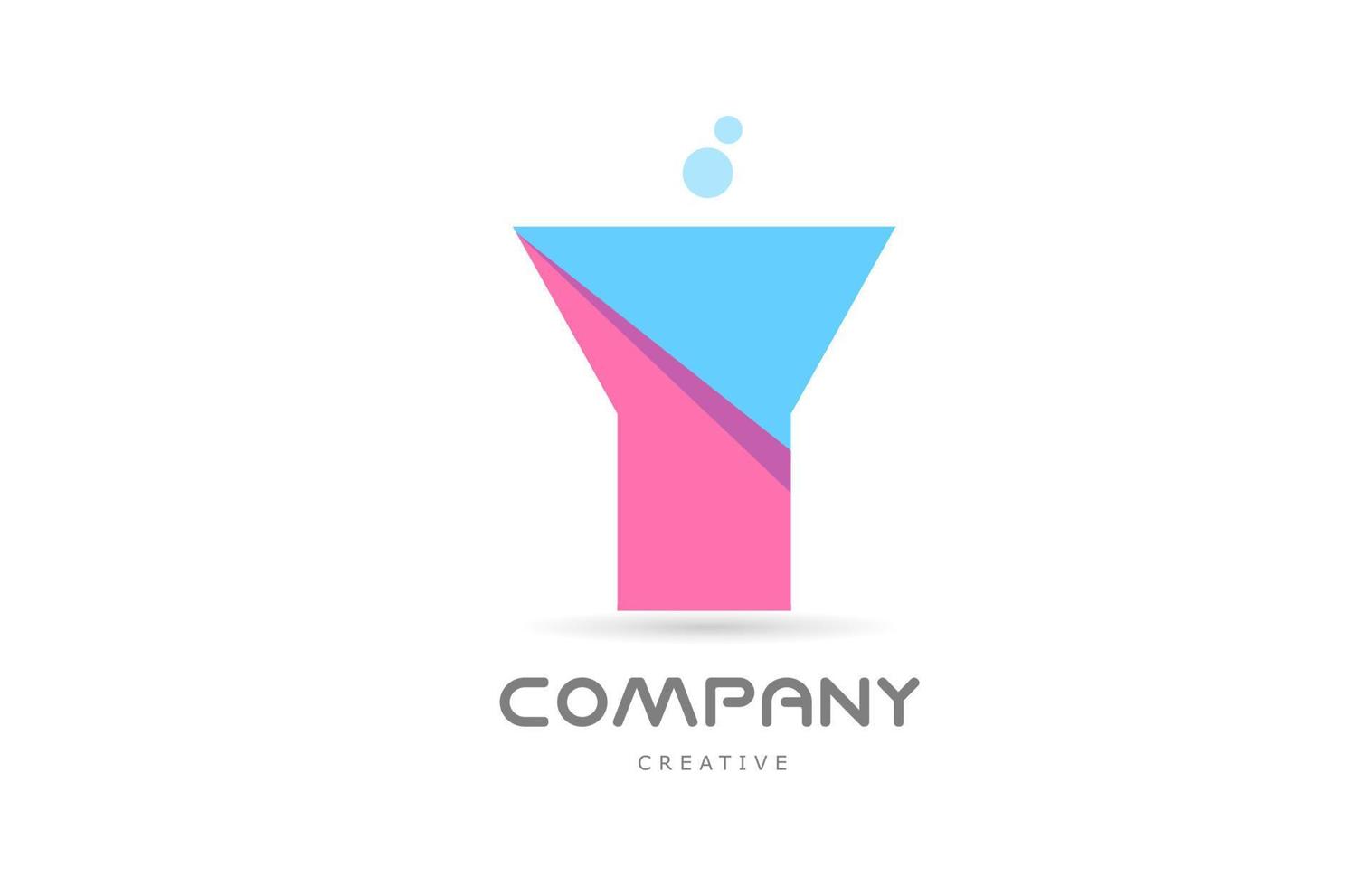 y roze blauw meetkundig alfabet brief logo icoon. creatief sjabloon voor bedrijf en bedrijf vector