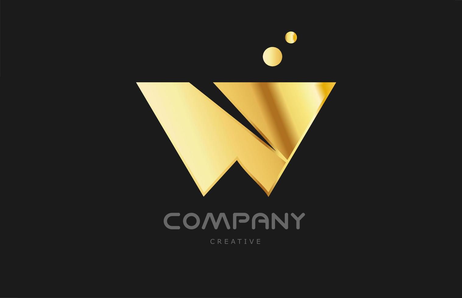 goud gouden meetkundig w alfabet brief logo icoon ontwerp. creatief sjabloon voor bedrijf en bedrijf en in geel kleur vector