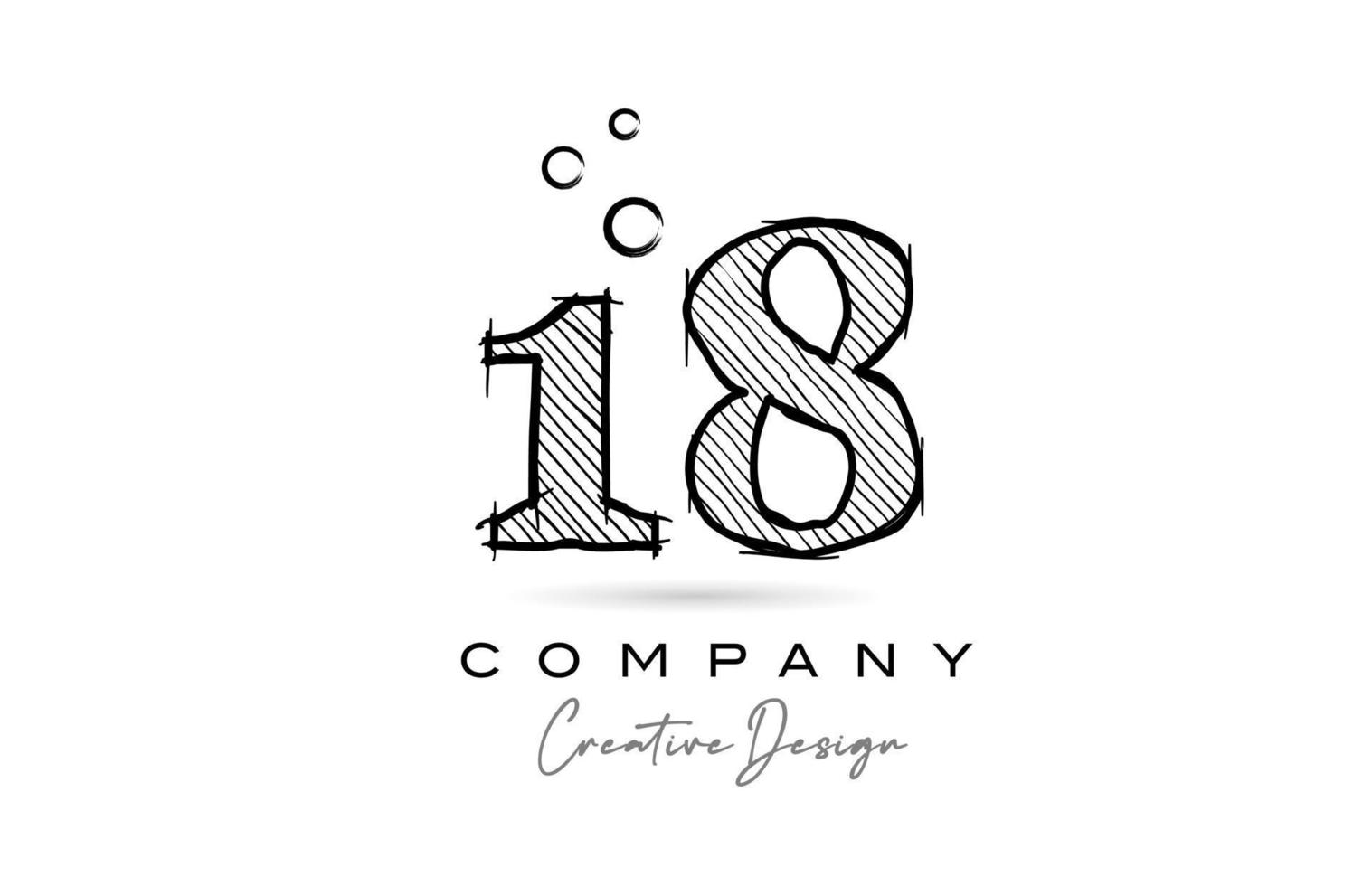 hand- tekening aantal 18 logo icoon ontwerp voor bedrijf sjabloon. creatief logotype in potlood stijl vector
