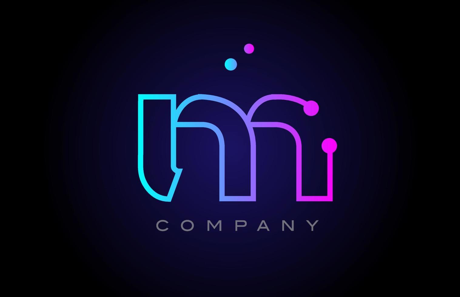 roze blauw m punt lijn alfabet brief logo icoon ontwerp. creatief sjabloon voor bedrijf en bedrijf vector