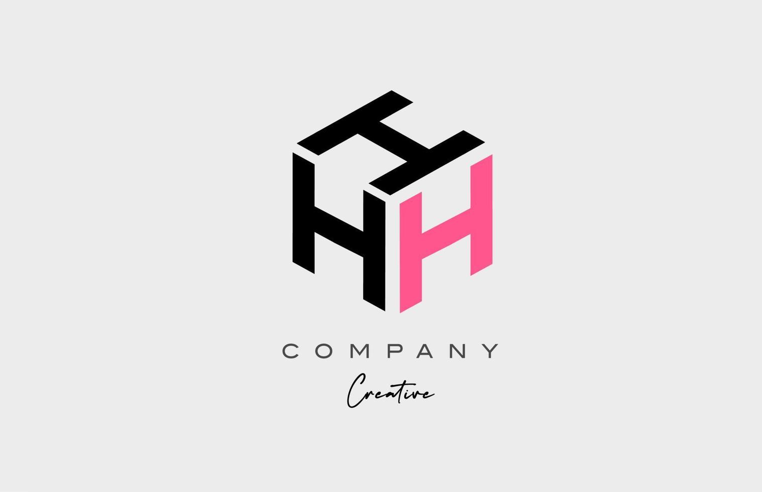 roze h drie brief alfabet brief logo icoon ontwerp. creatief sjabloon voor bedrijf en bedrijf vector