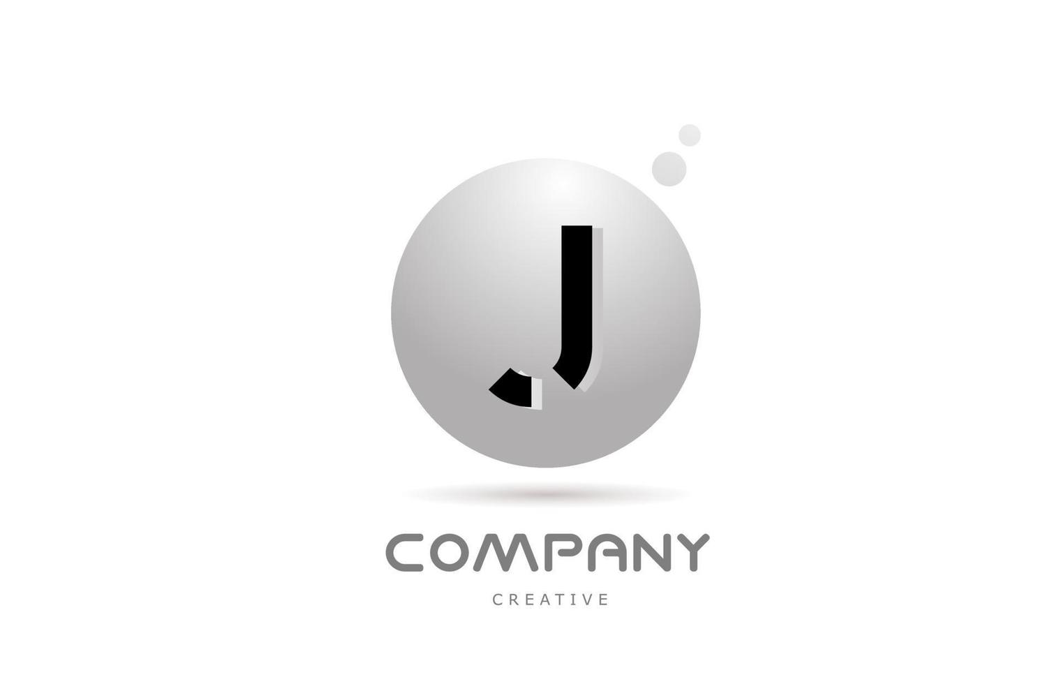 j 3d grijs gebied alfabet brief logo icoon ontwerp met punt. creatief sjabloon voor bedrijf en bedrijf vector
