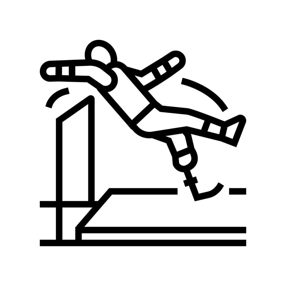 hoog springen gehandicapten atleet lijn icoon vector illustratie