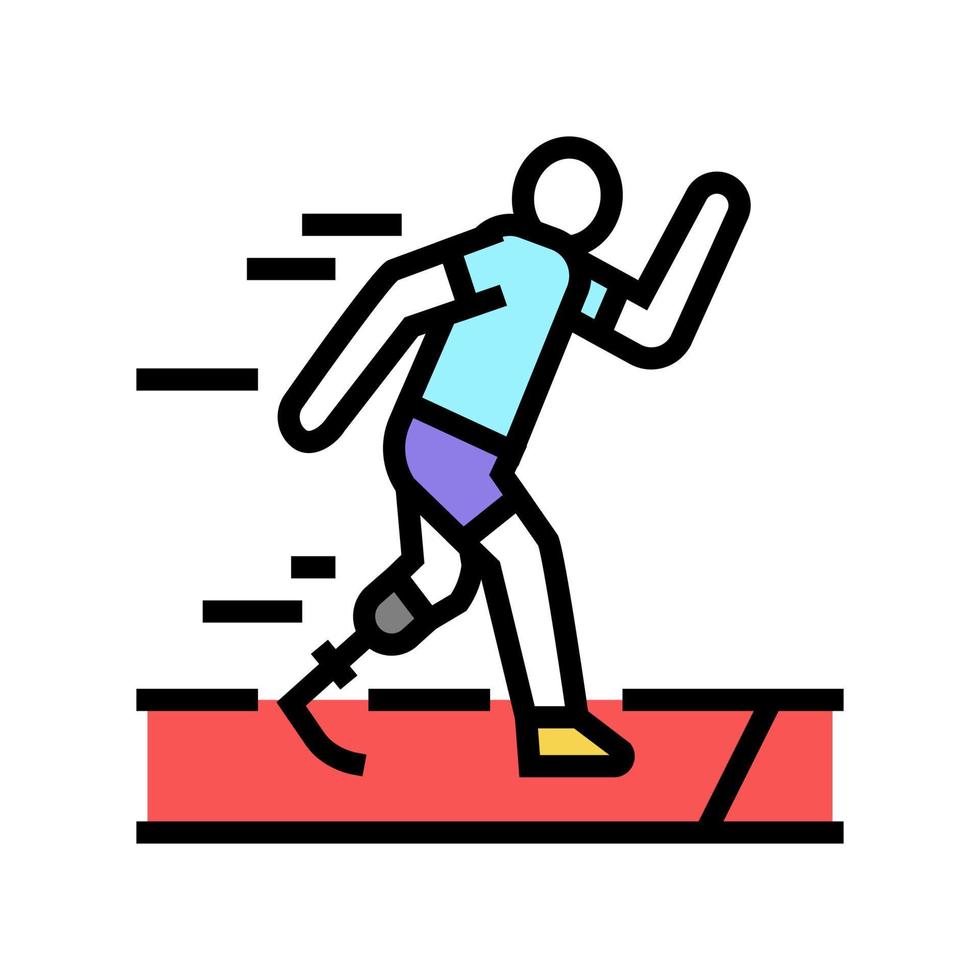 rennen loper gehandicapten atleet kleur icoon vector illustratie