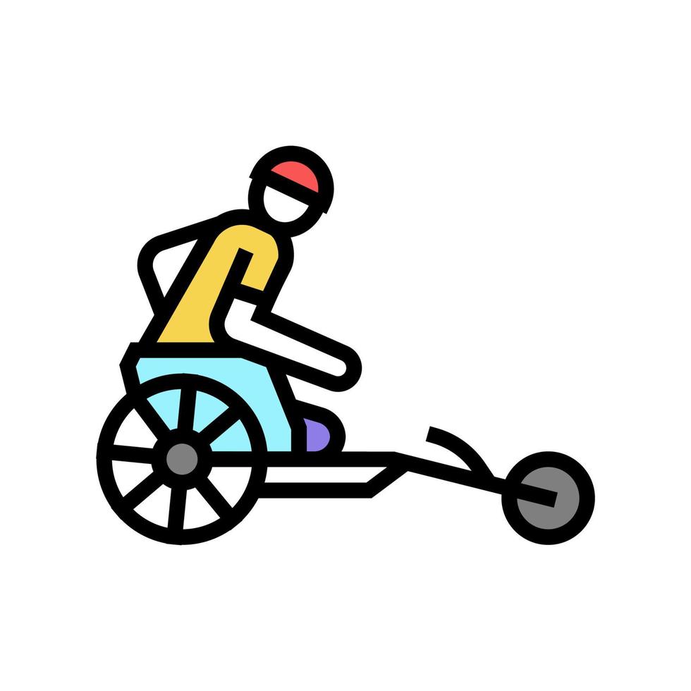 fiets rijden ras gehandicapten atleet kleur icoon vector illustratie