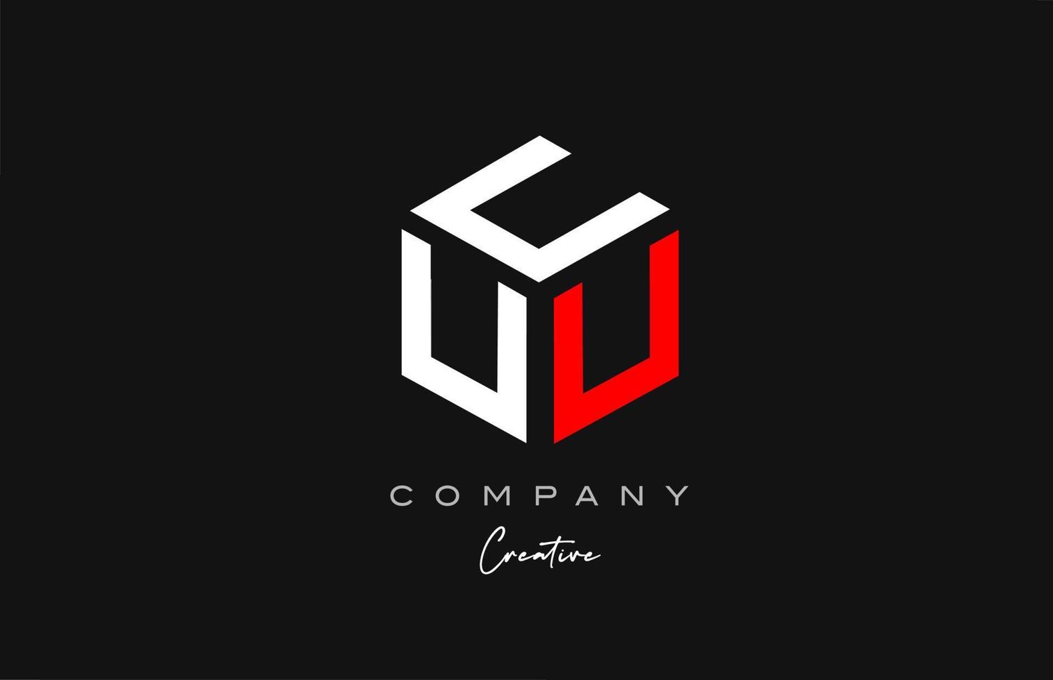 u rood wit drie brief kubus alfabet brief logo icoon ontwerp. creatief sjabloon voor bedrijf en bedrijf vector