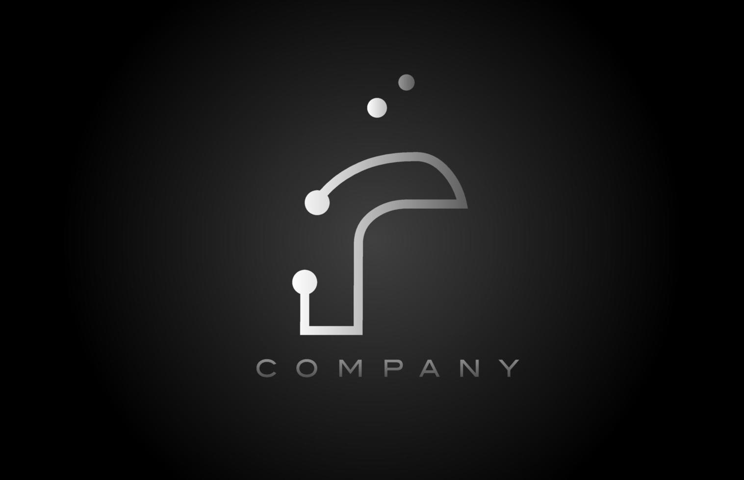 zwart wit grijs r punt lijn alfabet brief logo icoon ontwerp. creatief sjabloon voor bedrijf en bedrijf vector