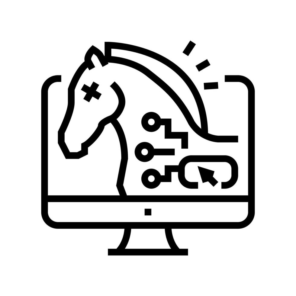 trojan paarden lijn icoon vector illustratie