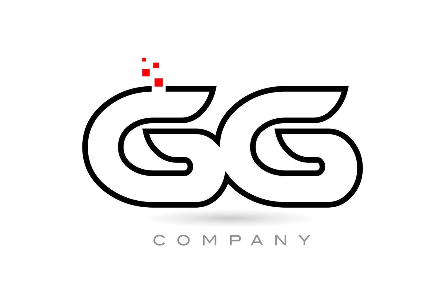 gg verbonden alfabet brief logo icoon combinatie ontwerp met dots en rood kleur. creatief sjabloon voor bedrijf en bedrijf vector