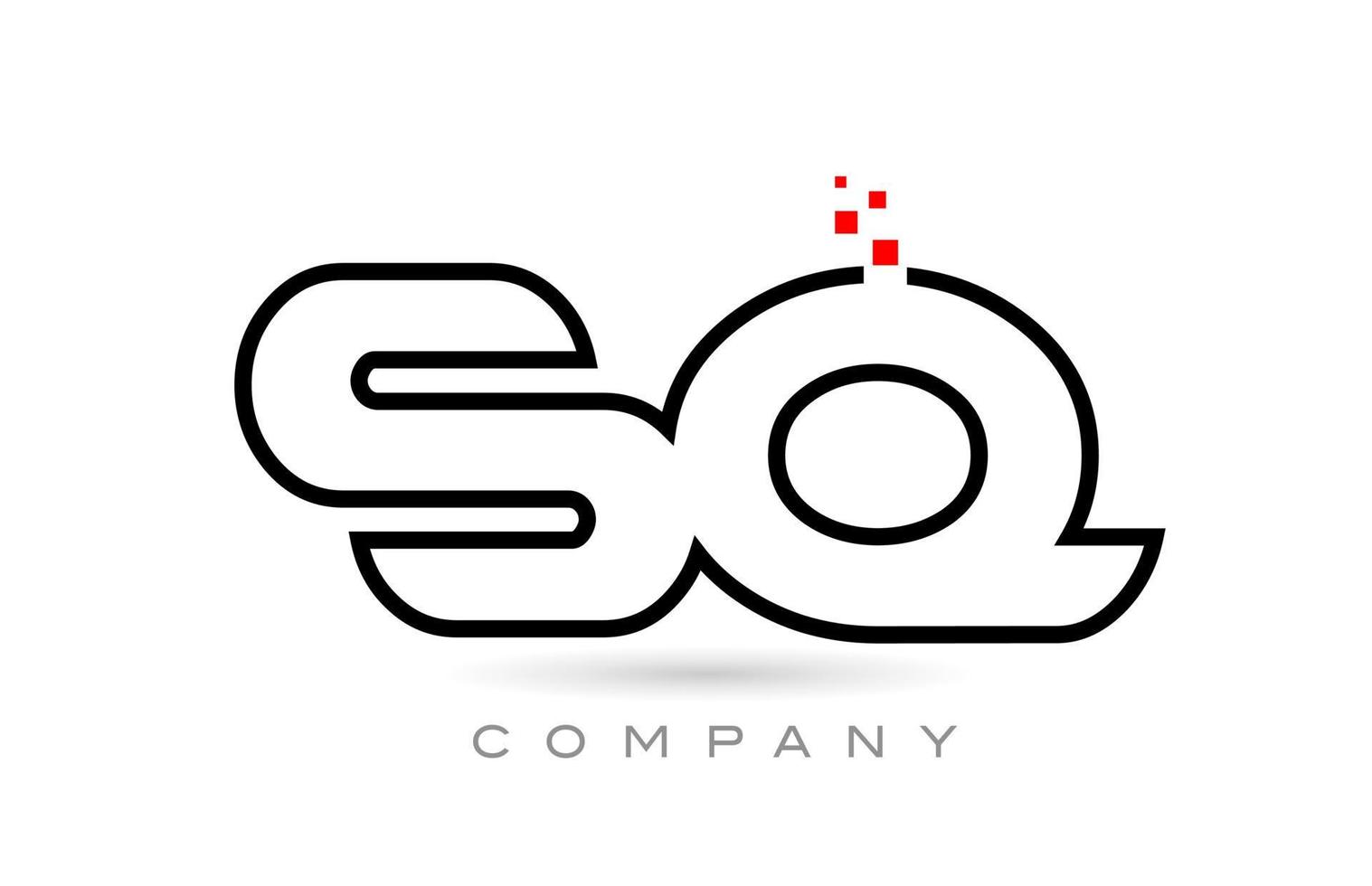 sq verbonden alfabet brief logo icoon combinatie ontwerp met dots en rood kleur. creatief sjabloon voor bedrijf en bedrijf vector