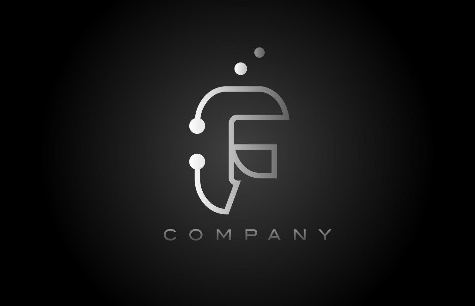 zwart wit grijs f punt lijn alfabet brief logo icoon ontwerp. creatief sjabloon voor bedrijf en bedrijf vector
