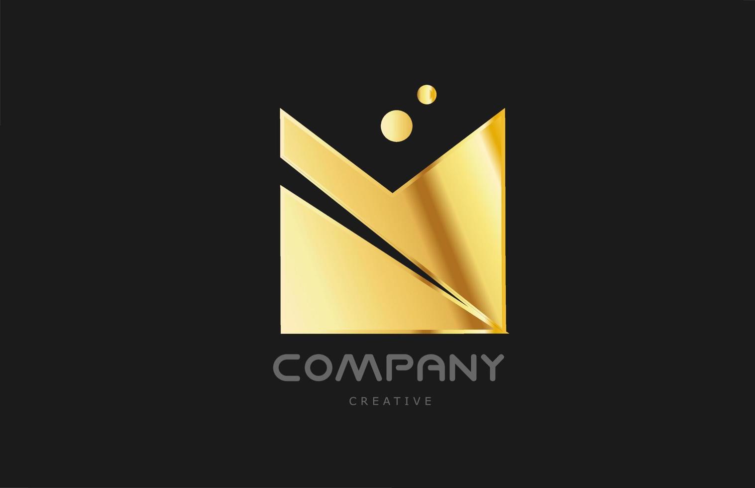 goud gouden meetkundig m alfabet brief logo icoon ontwerp. creatief sjabloon voor bedrijf en bedrijf en in geel kleur vector