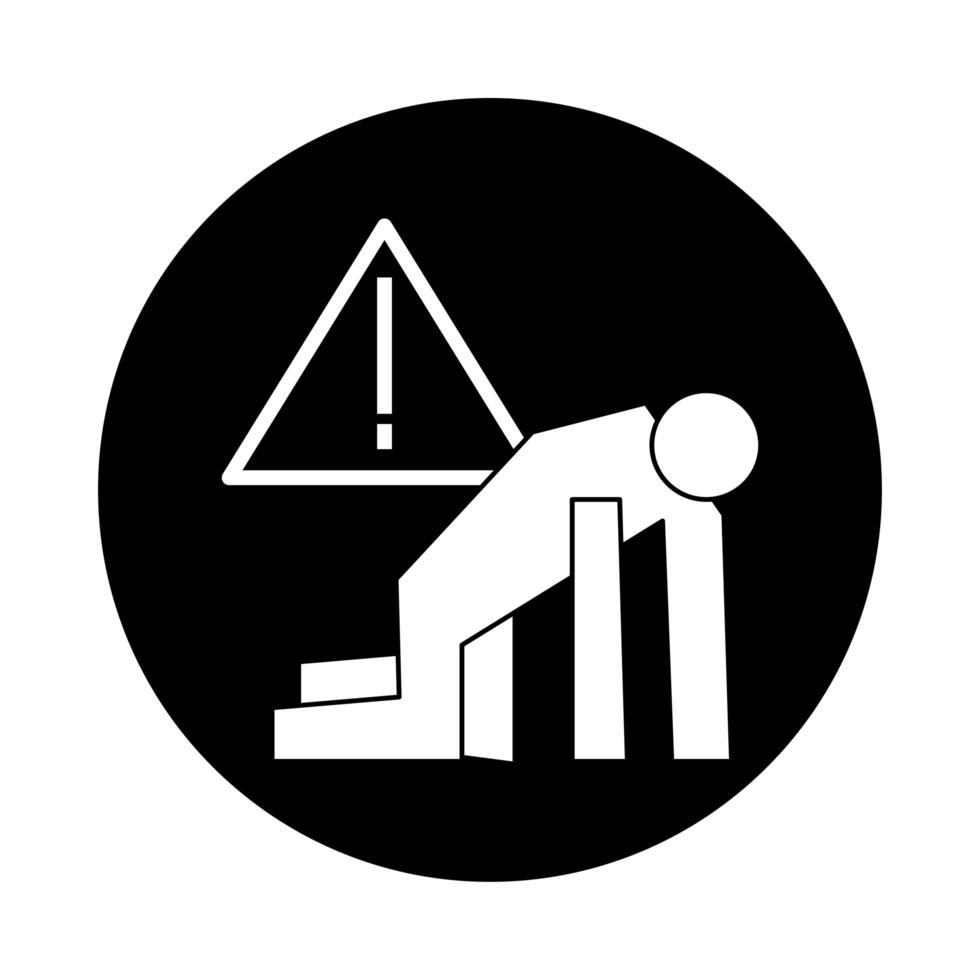 menselijke figuur flauwvallen gezondheid pictogram blokstijl vector