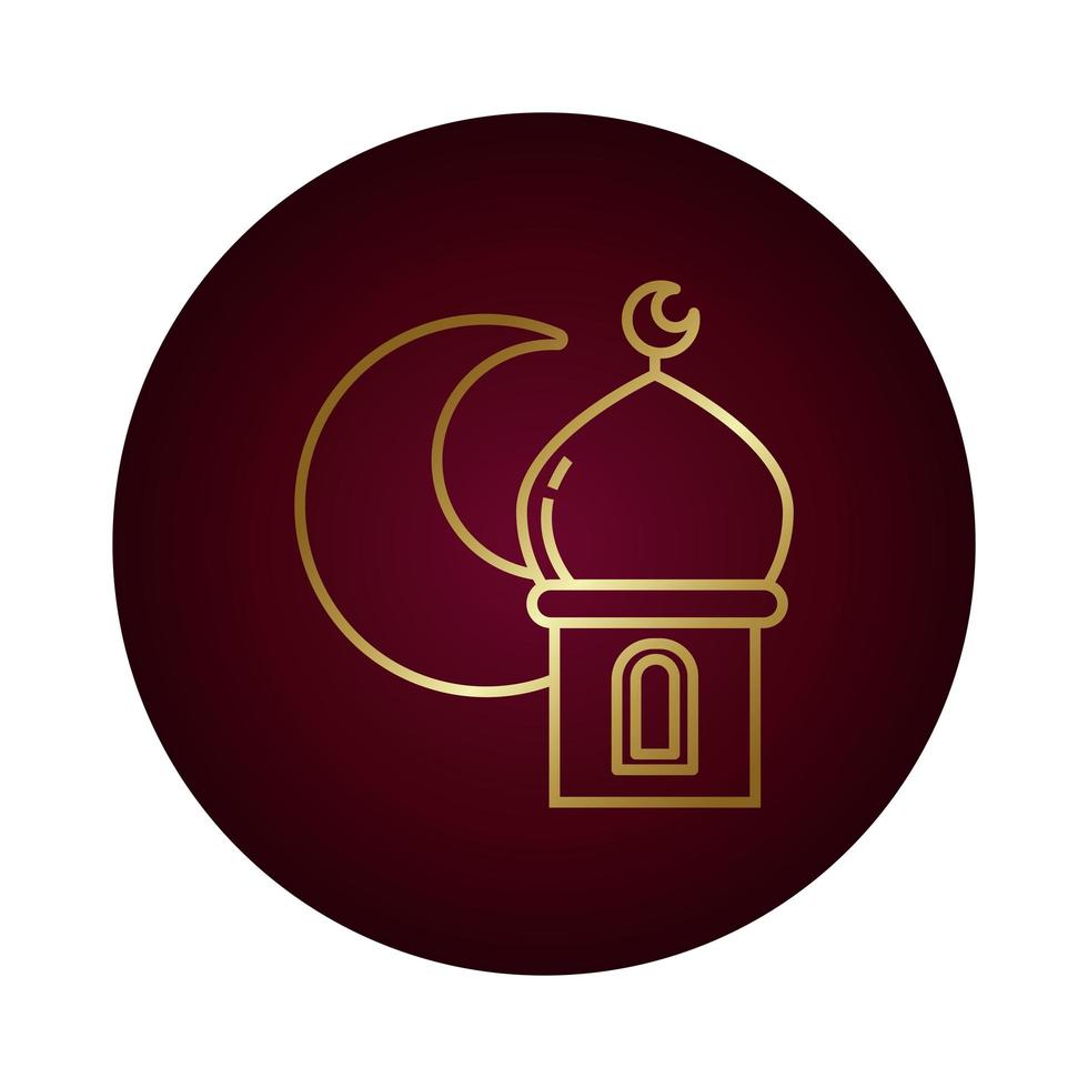 maan nacht met ramadan tempel blok kleurovergang stijlicoon vector