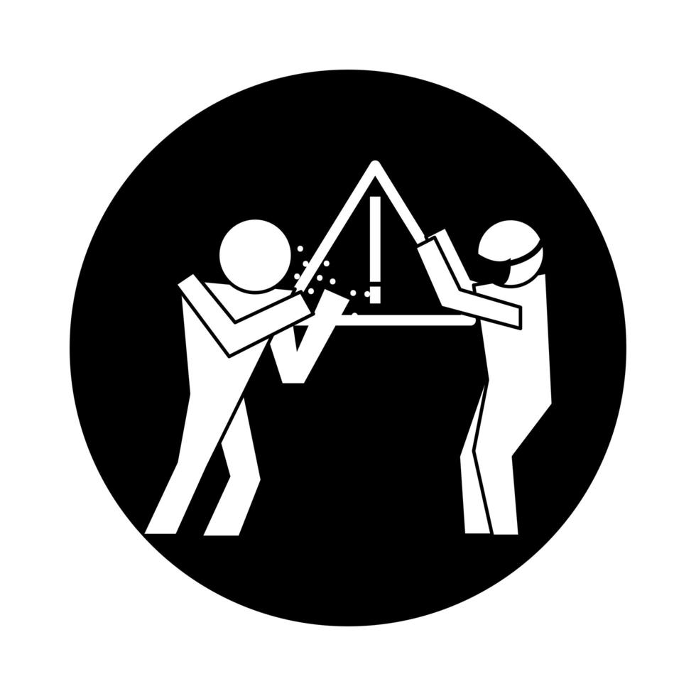 figuren met gezichtsmaskers gezondheid pictogram blokstijl vector