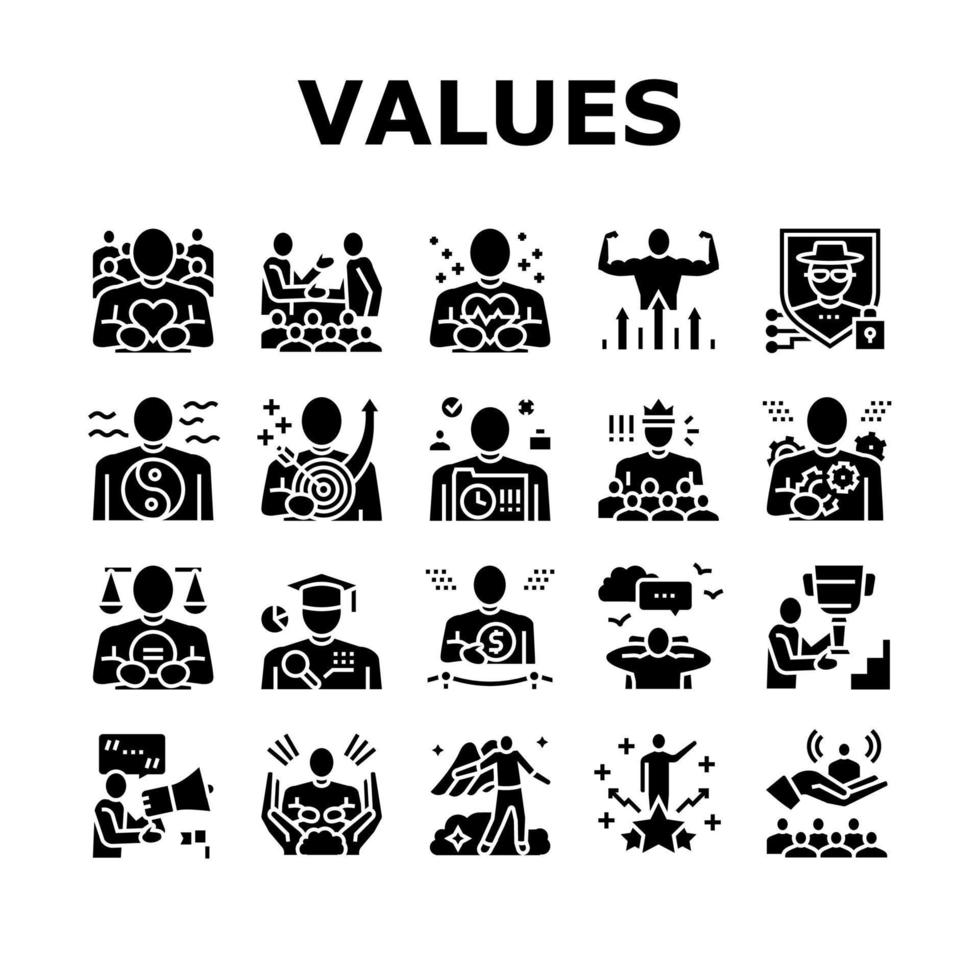 waarden menselijk leven verzameling pictogrammen reeks vector