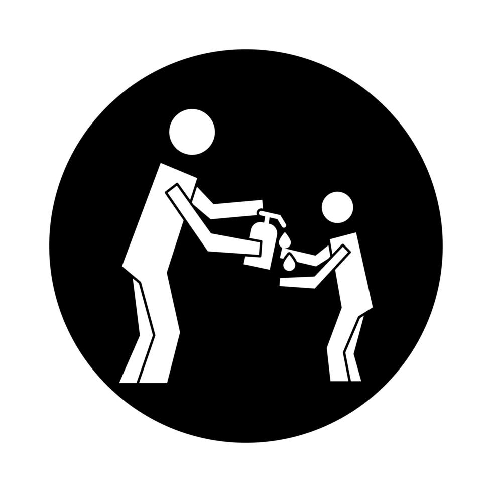 mens met behulp van antibacteriële zeep gezondheid pictogram blokstijl vector