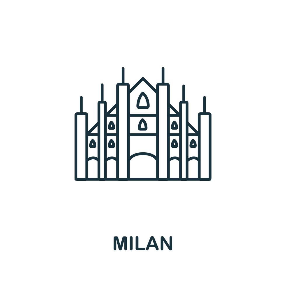 Milaan icoon van Italië verzameling. gemakkelijk lijn Milaan icoon voor Sjablonen, web ontwerp en infographics vector