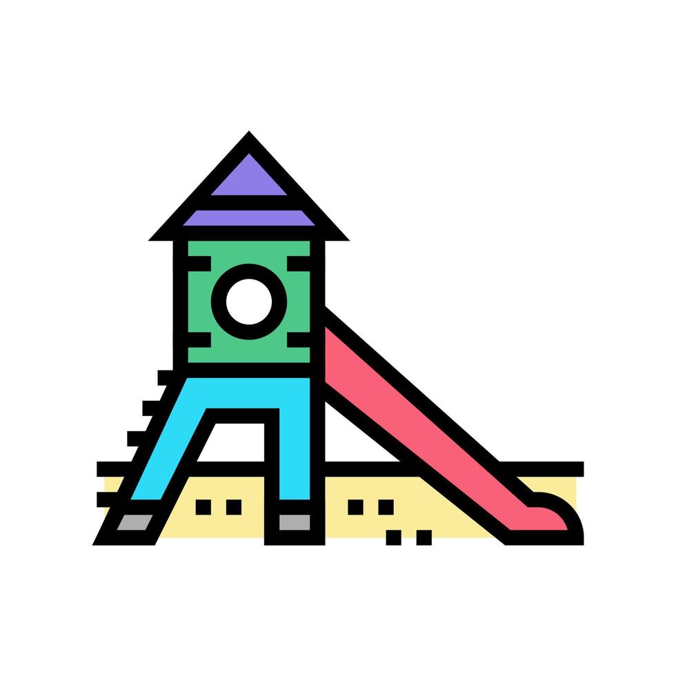 glijbaan kleuterschool kleur icoon vector illustratie