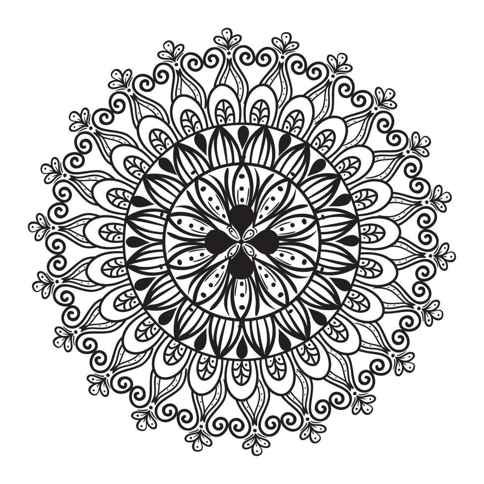 zwart bloem luxe mandala in wit achtergrond, wijnoogst luxe mandala, decoratie sier- vector