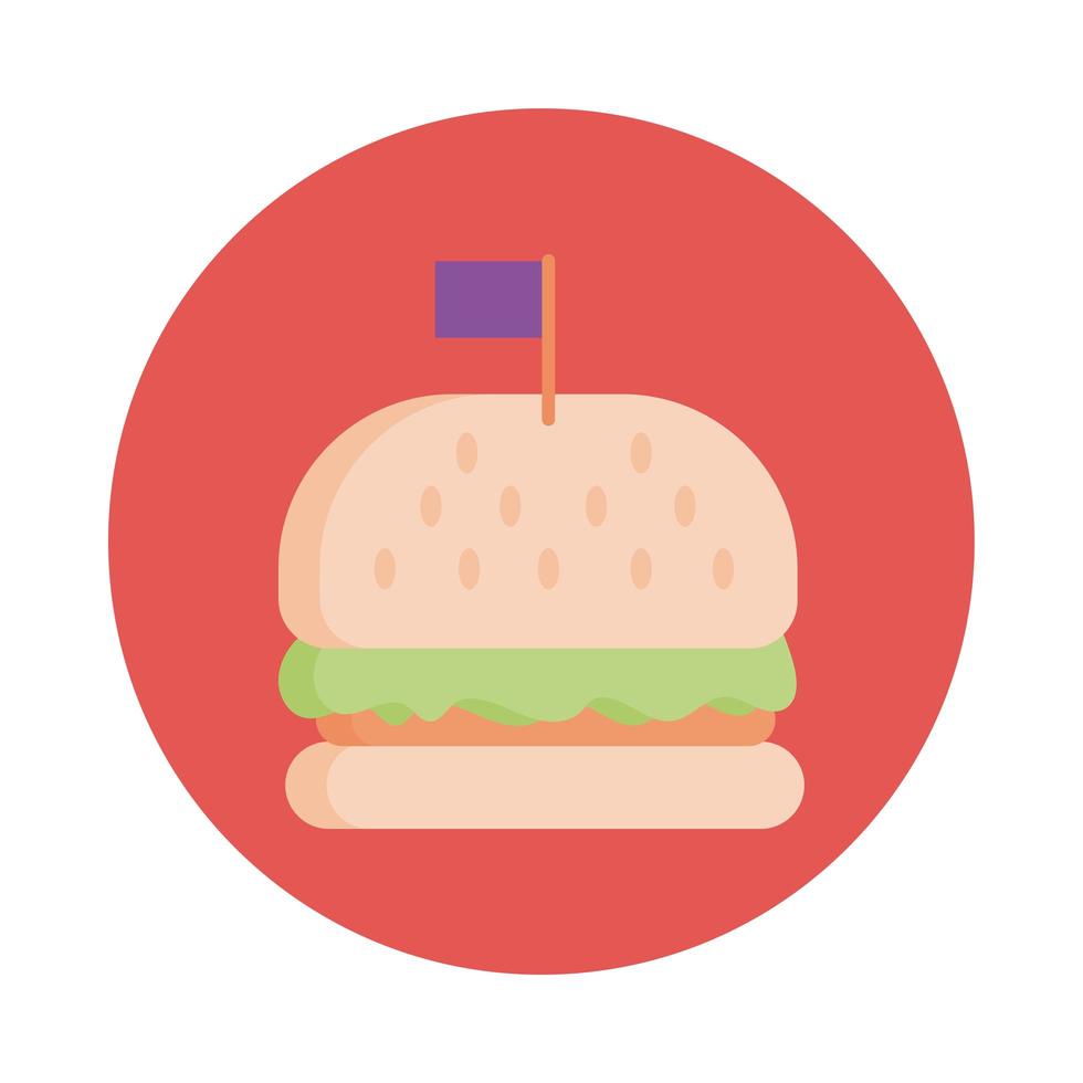 heerlijke hamburger fastfood blok stijlicoon vector