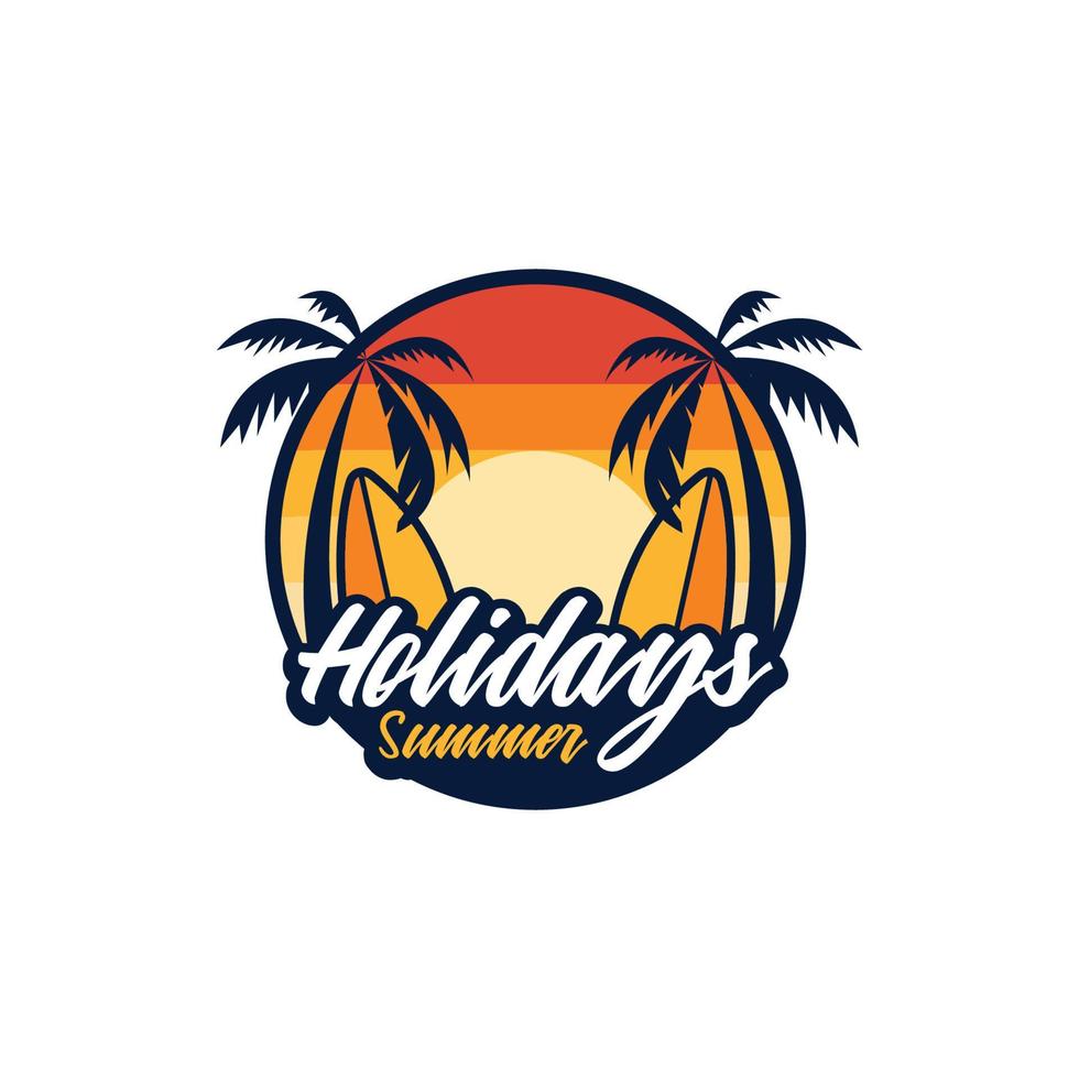 zomer strand tafereel logo ontwerp vector