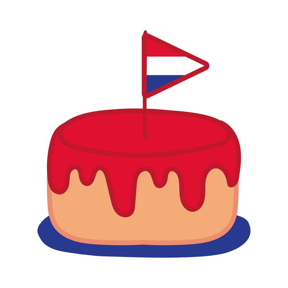 vlag van Frankrijk in cake hand tekenen stijlicoon vector