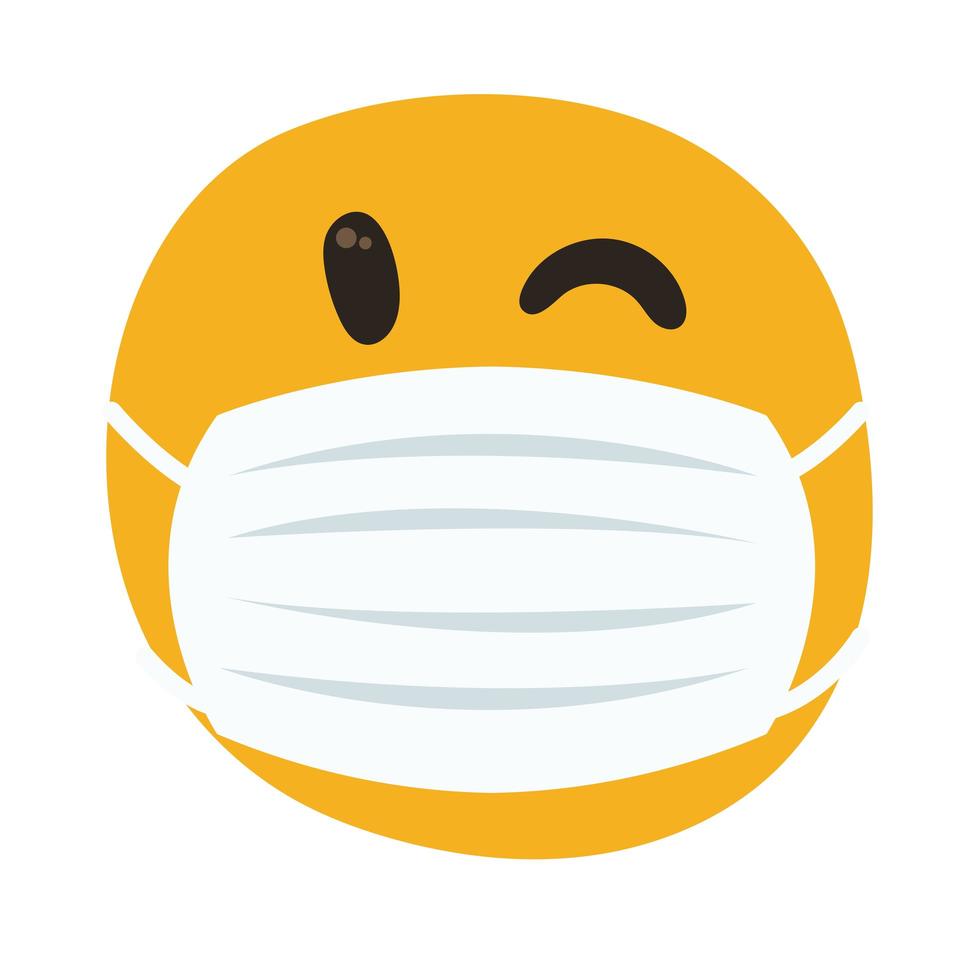 emoji met medische masker hand tekenen stijl vector