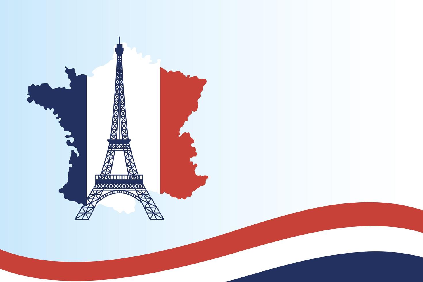 Eiffeltoren met vlag kaart van frankrijk vector