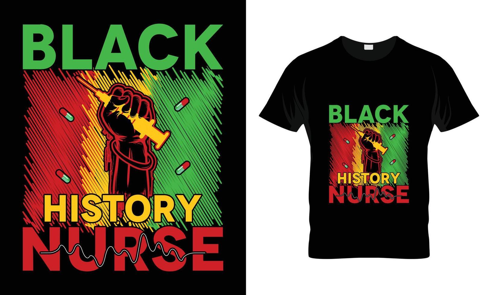 zwart geschiedenis verpleegster t-shirt ontwerp vector