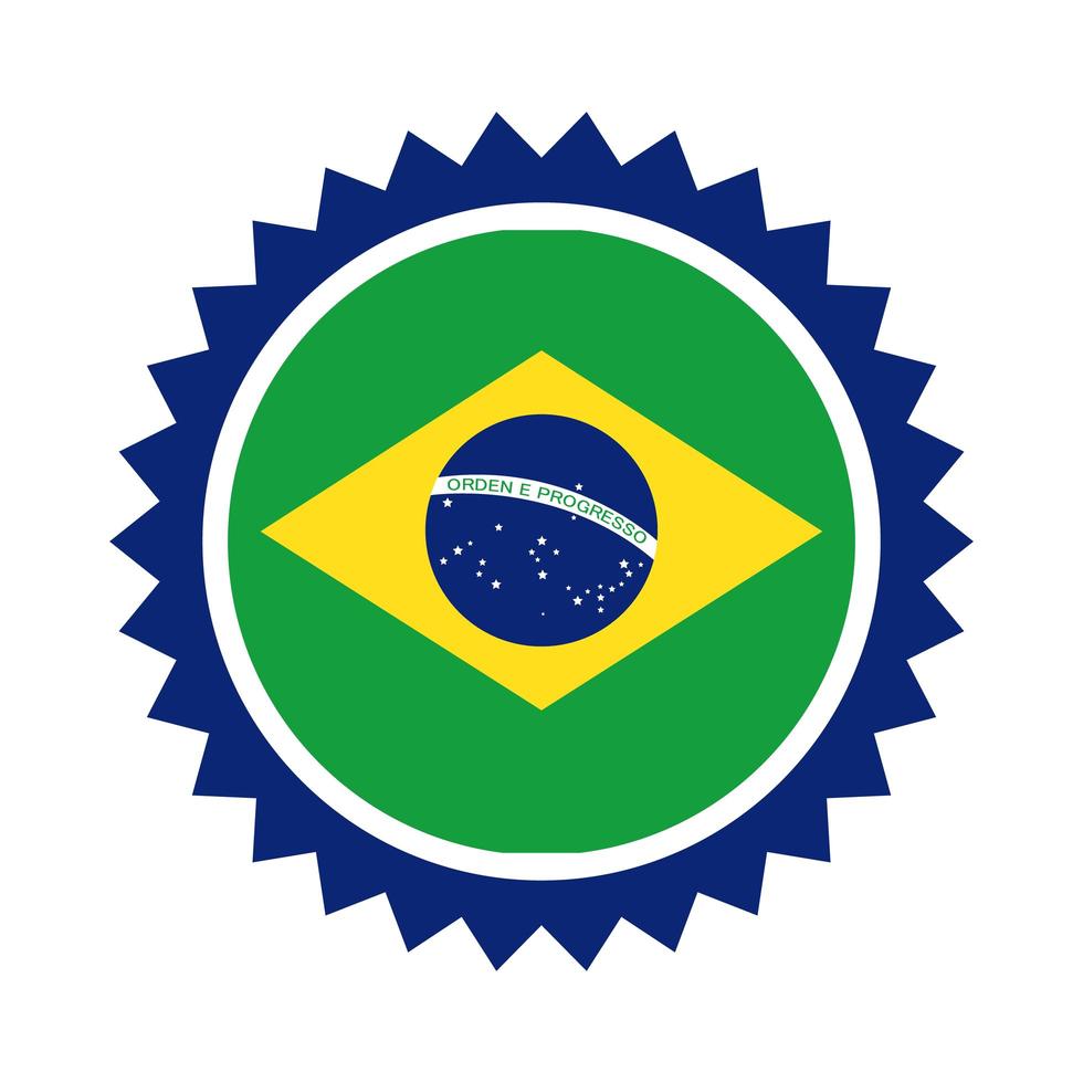 Brazilië vlag zegel stempel platte stijlicoon vector