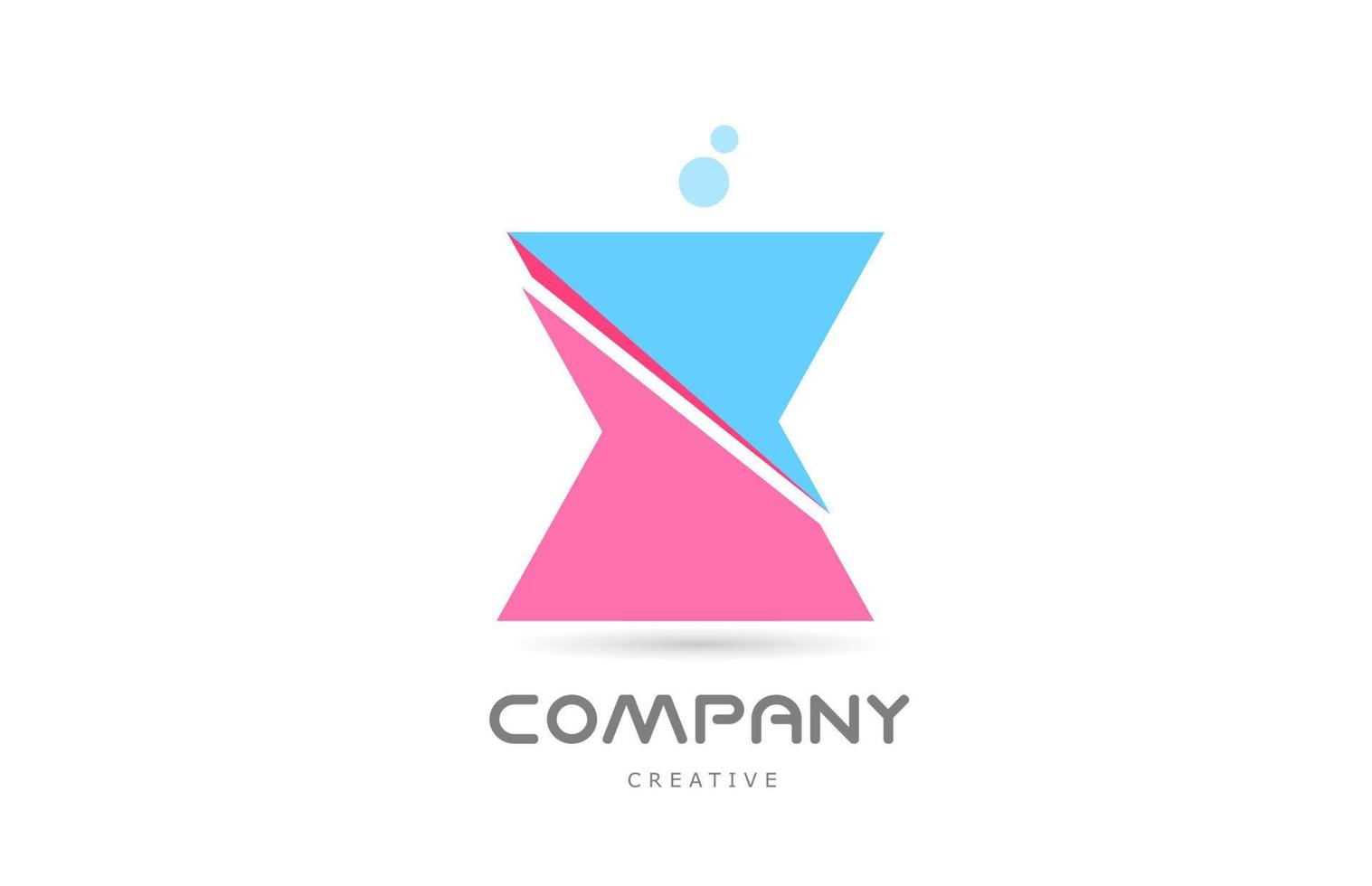X roze blauw meetkundig alfabet brief logo icoon. creatief sjabloon voor bedrijf en bedrijf vector
