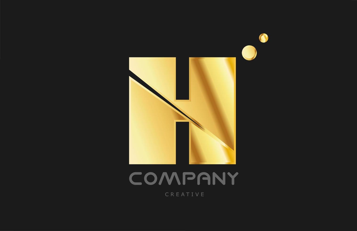 goud gouden meetkundig h alfabet brief logo icoon ontwerp. creatief sjabloon voor bedrijf en bedrijf en in geel kleur vector