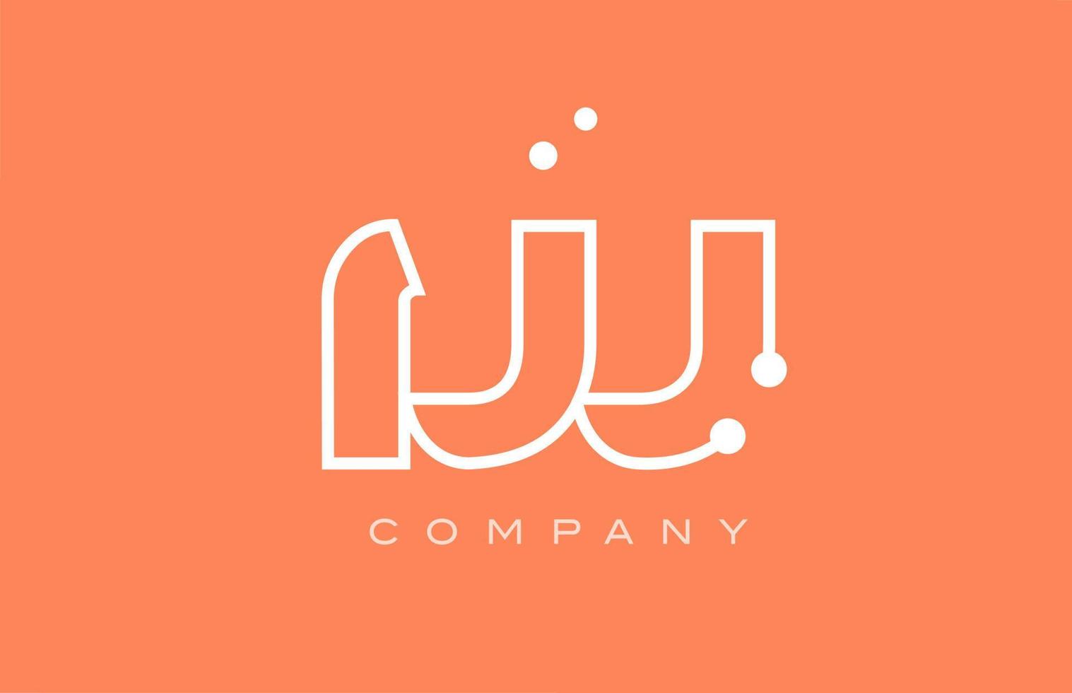 w oranje wit punt lijn alfabet brief logo icoon ontwerp. creatief sjabloon voor bedrijf en bedrijf vector