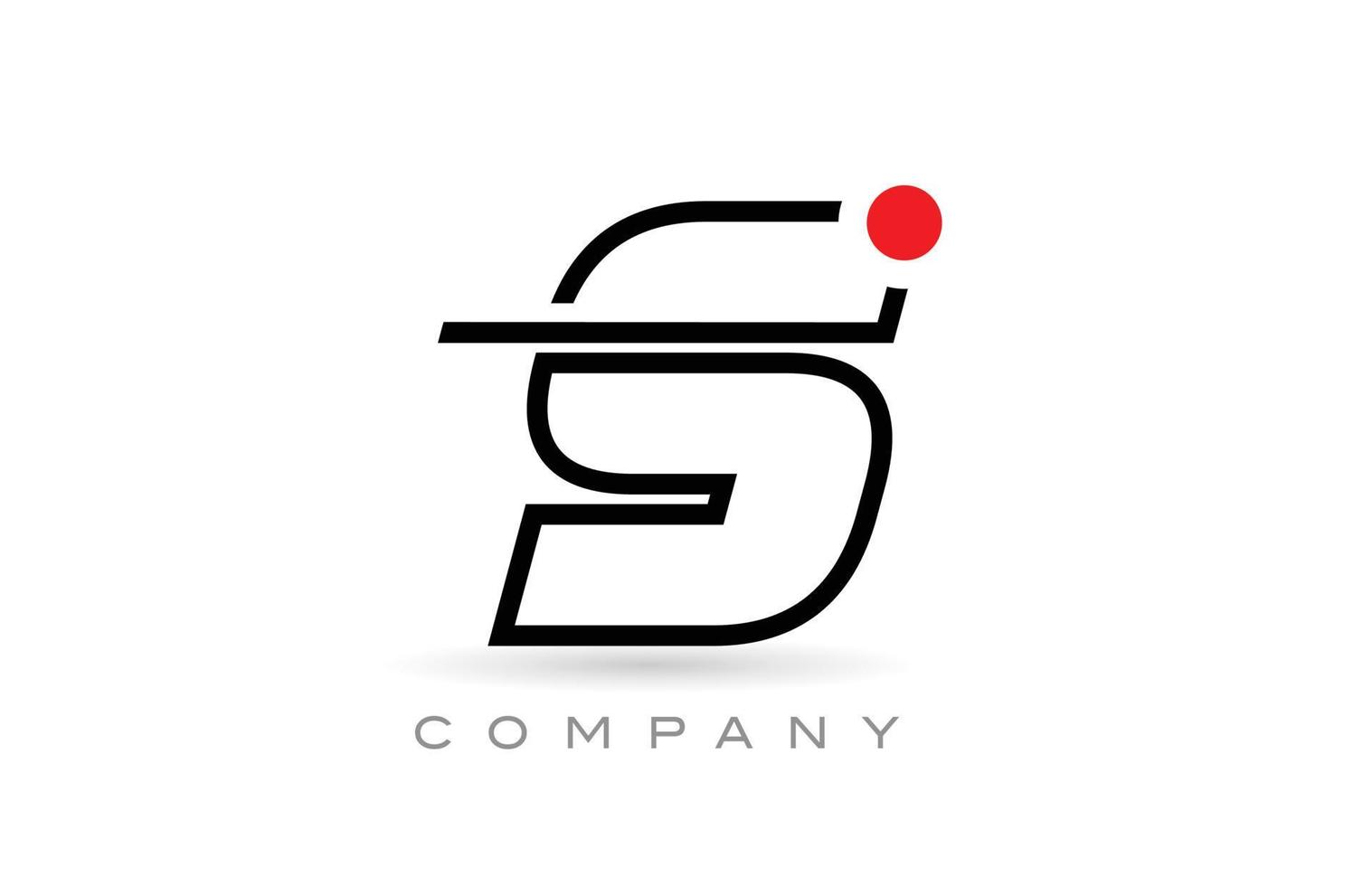 gemakkelijk s alfabet brief logo icoon ontwerp met lijn en rood punt. creatief sjabloon voor bedrijf en bedrijf vector